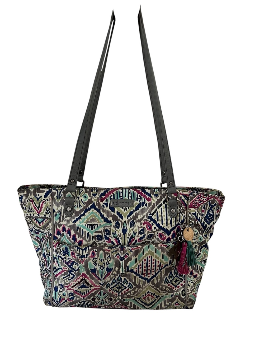 Sakroots Artist Circle Metro Tote - Slate Brave - Double Handle Shoulder Bag Fob